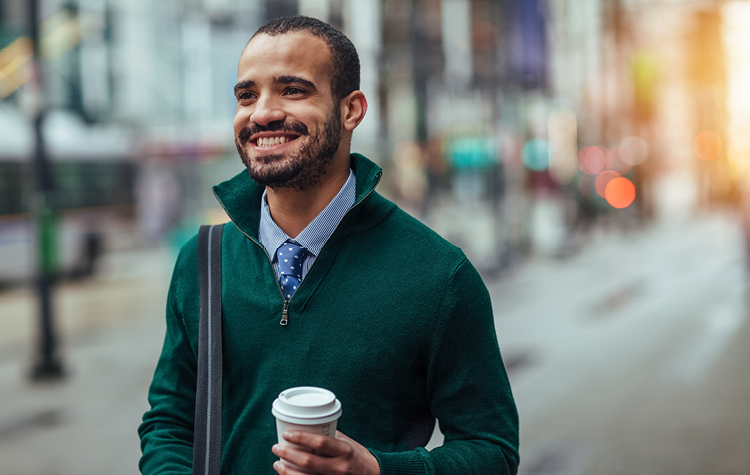 Young professional on his way to work