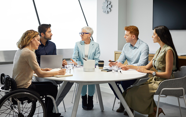 Managers in an office meeting