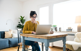 Woman reading a blog